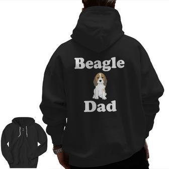 Beagle Dad Cute Puppy Fathers Day Dog Lovers Zip Up Hoodie Back Print | Mazezy
