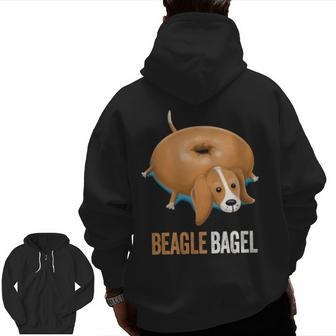 Beagle Dog Bagel Bread Pun Animals Zip Up Hoodie Back Print | Mazezy