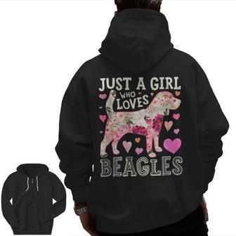 Beagle Just A Girl Who Loves Beagles Dog Flower Women Floral Zip Up Hoodie Back Print | Mazezy