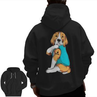 Beagle I Love Mom Apparel Dog Mom Womens Zip Up Hoodie Back Print | Mazezy AU
