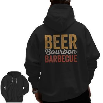 Beer Bourbon Bbq For Backyard Barbecue Grilling Dad Zip Up Hoodie Back Print | Mazezy UK