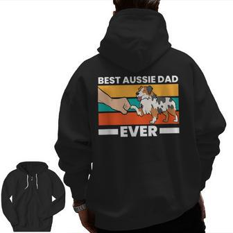 Best Australian Shepherd Papa Ever Dad Aussie Dad Zip Up Hoodie Back Print | Mazezy