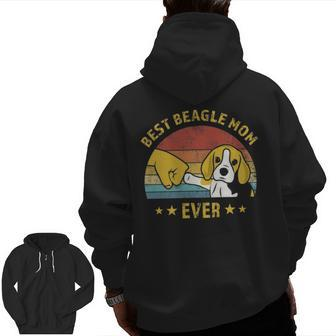 Best Beagle Mom Ever Retro Vintage Puppy Lover Zip Up Hoodie Back Print | Mazezy DE