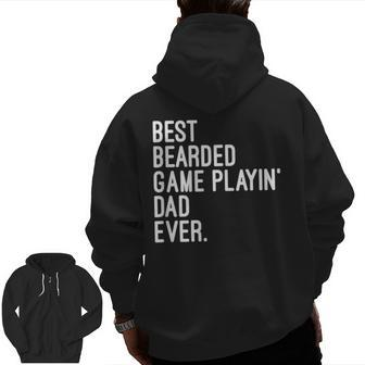 Best Bearded Game Playin' Dad Ever Video Game Lover Men's Zip Up Hoodie Back Print | Mazezy