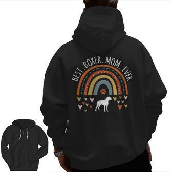 Best Boxer Mom Ever Rainbow For Boxer Dog Lover Mama Zip Up Hoodie Back Print | Mazezy