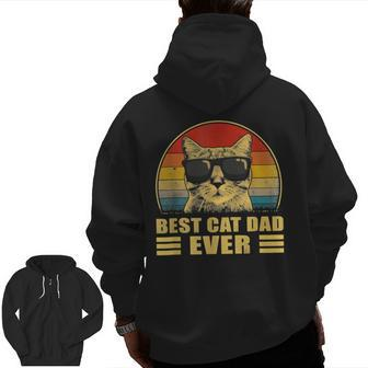 Best Cat Dad Ever Bump Fit Father's Day Daddy For Men Zip Up Hoodie Back Print | Mazezy