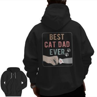 Best Cat Dad Ever Distressed Zip Up Hoodie Back Print | Mazezy