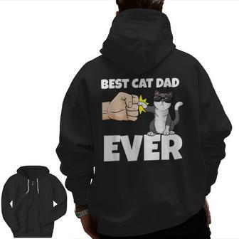 Best Cat Dad Ever I Cat Father Kitten Fist Bump Zip Up Hoodie Back Print | Mazezy