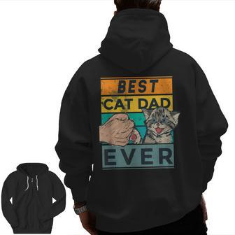 Best Cat Dad Ever Father's Day Daddy Father Sayings Zip Up Hoodie Back Print | Mazezy
