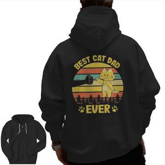 Best Cat Dad Ever Fist Bump Cat Lover Cat Daddy Cats Zip Up Hoodie Back Print | Mazezy