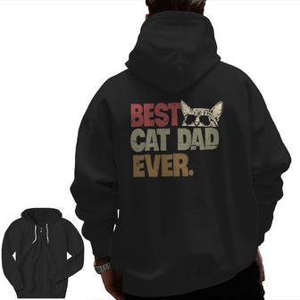 Best Cat Dad Ever Cool Cats Daddy Father Lover Vintage Zip Up Hoodie Back Print | Mazezy