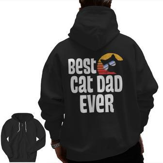 Best Cat Dad Ever Father Day Retro Sunset Zip Up Hoodie Back Print | Mazezy