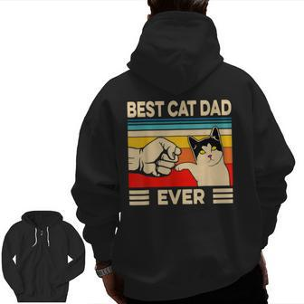 Best Cat Dad Ever Cat Dad Father Vintage For Zip Up Hoodie Back Print | Mazezy
