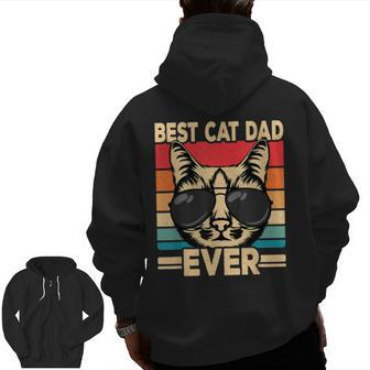 Best Cat Dad Ever Cat Lover Retro Cat Zip Up Hoodie Back Print | Mazezy CA