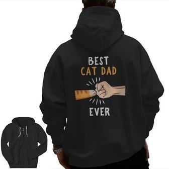 Best Cat Dad Ever Paw Fist Bump Zip Up Hoodie Back Print | Mazezy