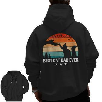 Best Cat Dad Ever Retro Kitten Cats Father Zip Up Hoodie Back Print | Mazezy