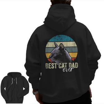 Best Cat Dad Ever Vintage Cat Daddy Father Zip Up Hoodie Back Print | Mazezy