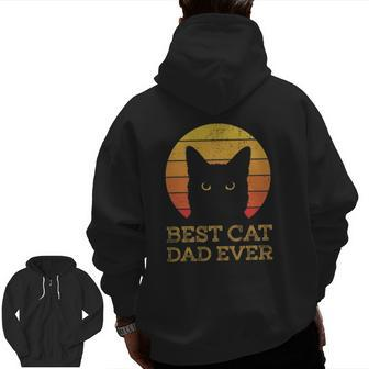 Best Cat Dad Ever Vintage Cat Daddy Father's Day Zip Up Hoodie Back Print | Mazezy