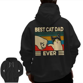 Best Cat Dad Ever Vintage Men Bump Fit Fathers Day V2 Zip Up Hoodie Back Print | Mazezy