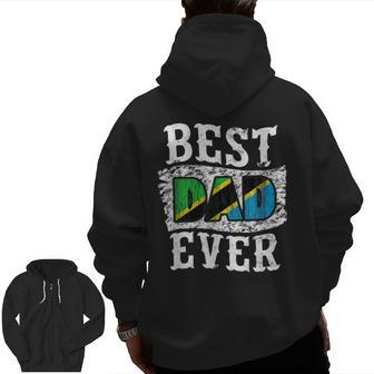 Best Dad Ever Father's Day Tanzania Flag Zip Up Hoodie Back Print | Mazezy