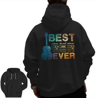 Best Dad Ever Guitar Chords Guitarist Father Father's Day For Dad Zip Up Hoodie Back Print | Mazezy
