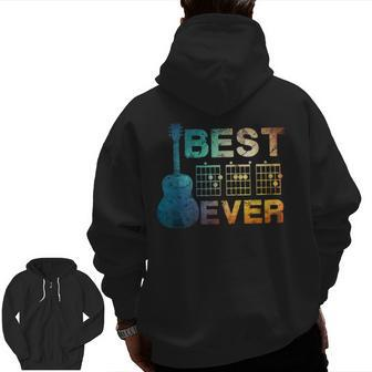 Best Dad Ever Guitar Chords Guitarist Father Father's Day Zip Up Hoodie Back Print | Mazezy