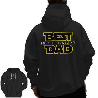 Best Dad In The Galaxy Classic Retro Style Zip Up Hoodie Back Print | Mazezy