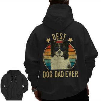 Best Dog Dad Ever Border Collie Father's Day Zip Up Hoodie Back Print | Mazezy