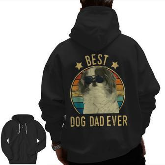 Best Dog Dad Ever Japanese Chin Father's Day Zip Up Hoodie Back Print | Mazezy