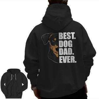 Best Dog Dad Ever Mini Pinscher Dad Father's Day Zip Up Hoodie Back Print | Mazezy