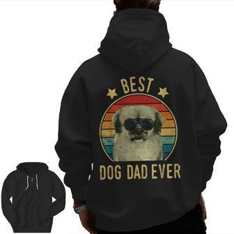 Best Dog Dad Ever Tibetan Spaniel Father's Day Zip Up Hoodie Back Print | Mazezy