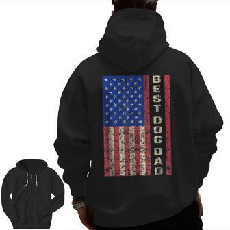 Best Dog Dad Usa Flag Dog Lover Father's Day Zip Up Hoodie Back Print | Mazezy