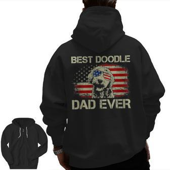 Best Doodle Dad Ever Goldendoodle 4Th Of July Zip Up Hoodie Back Print | Mazezy