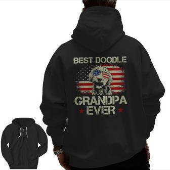 Best Doodle Grandpa Ever Goldendoodle 4Th Of July Zip Up Hoodie Back Print | Mazezy