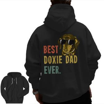 Best Doxie Dad Ever Retro Dog Fathers Day Vintage Zip Up Hoodie Back Print | Mazezy