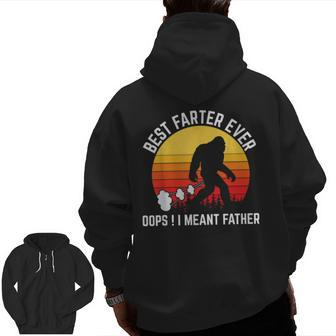 Best Farter Ever Bigfoot Dad Sasquatch Father's Day Zip Up Hoodie Back Print | Mazezy