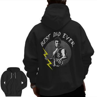 Best Father Day Zeus Dad Ever Happy Father Day Zip Up Hoodie Back Print | Mazezy