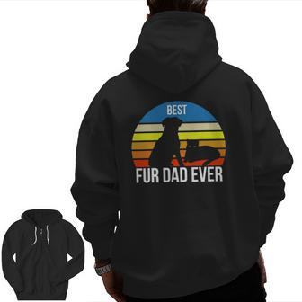 Best Fur Dad Ever Vintage Retro Dog And Cat Owner Zip Up Hoodie Back Print | Mazezy