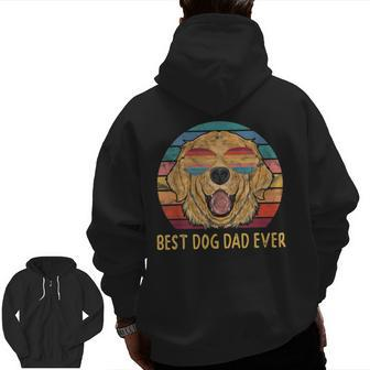 Best Golden Retriever Dog Dad Ever Zip Up Hoodie Back Print | Mazezy