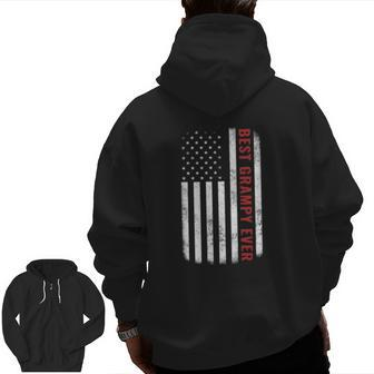 Best Grampy Ever Vintage American Flag Tee Father's Day Zip Up Hoodie Back Print | Mazezy