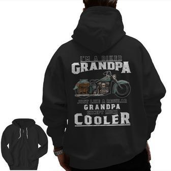 Best Grandpa Biker T Motorcycle For Grandfather Zip Up Hoodie Back Print | Mazezy
