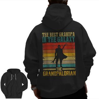 The Best Grandpa In The Galaxy The Grandpalorian Zip Up Hoodie Back Print | Mazezy
