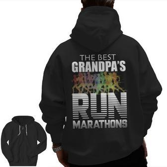 The Best Grandpas Run Marathons Runners Zip Up Hoodie Back Print | Mazezy