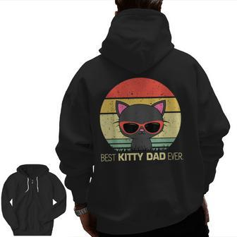 Best Kitty Dad Ever Cat Lover Fathers Day Halloween Zip Up Hoodie Back Print | Mazezy
