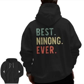 Best Ninong Ever Cool Vintage Father's Day Zip Up Hoodie Back Print | Mazezy DE
