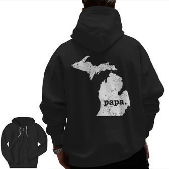 Best Papa Michigan T Grandpa Zip Up Hoodie Back Print | Mazezy DE