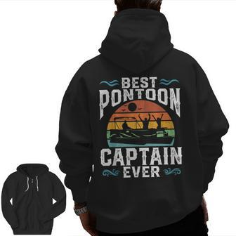 Best Pontoon Captain Ever Lake Pontooning Boating Dad Zip Up Hoodie Back Print | Mazezy