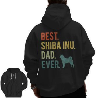 Best Shiba Inu Dad Ever Dog Daddy Father's Day Zip Up Hoodie Back Print | Mazezy