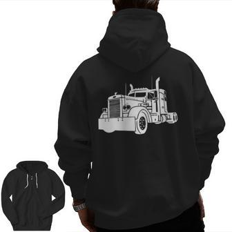 Big Rig 18-Wheeler Truck Driver Zip Up Hoodie Back Print | Mazezy