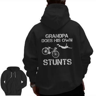 Bike Grandpa Do His Own Stunts Zip Up Hoodie Back Print | Mazezy